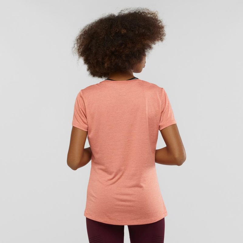 T Shirts Salomon Agile Femme Orange | 72685-IZWT