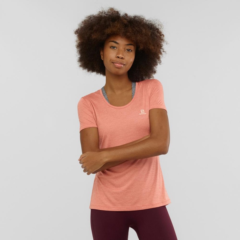 T Shirts Salomon Agile Femme Orange | 72685-IZWT