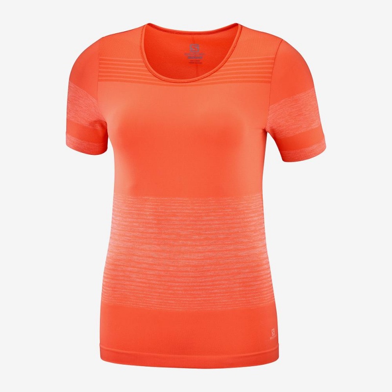 T Shirts Salomon Essential Move On Seamless Femme Orange | 19028-KHTQ