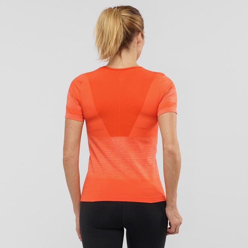 T Shirts Salomon Essential Move On Seamless Femme Orange | 19028-KHTQ