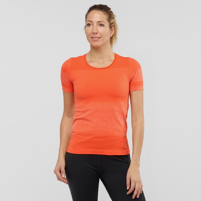 T Shirts Salomon Essential Move On Seamless Femme Orange | 19028-KHTQ