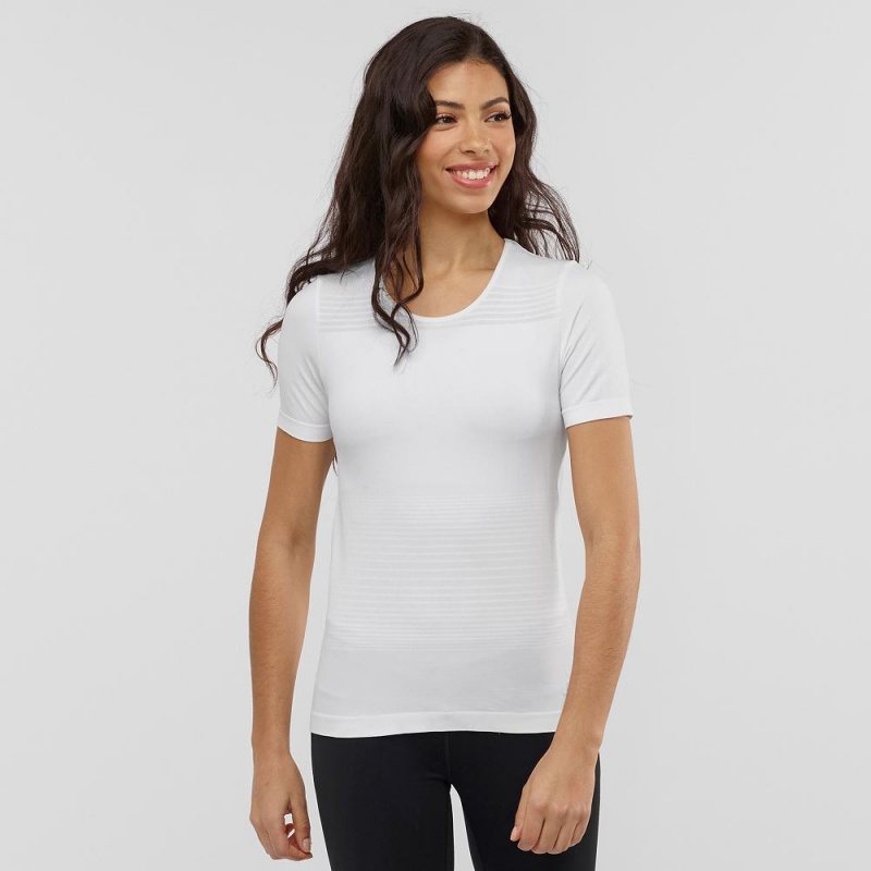 T Shirts Salomon Essential Move On Seamless Femme Blanche | 96572-ZJLH