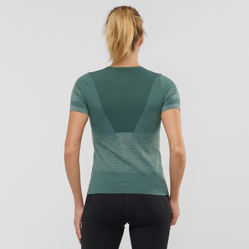 T Shirts Salomon Essential Move On Seamless Femme Vert | 69481-XDNS