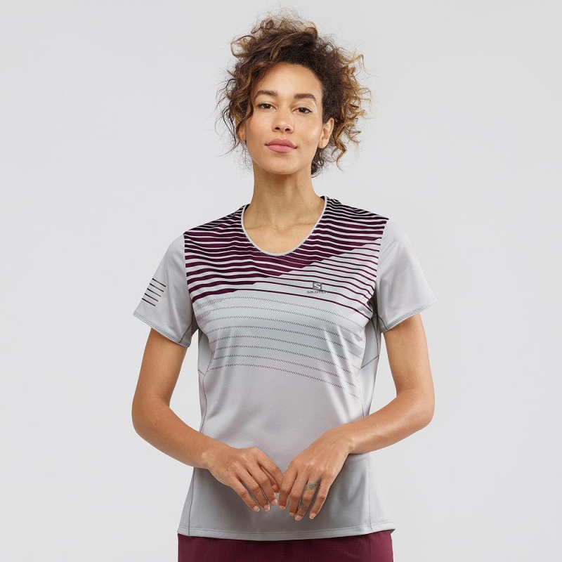 T Shirts Salomon Sense Femme Gray | 31264-WJTV