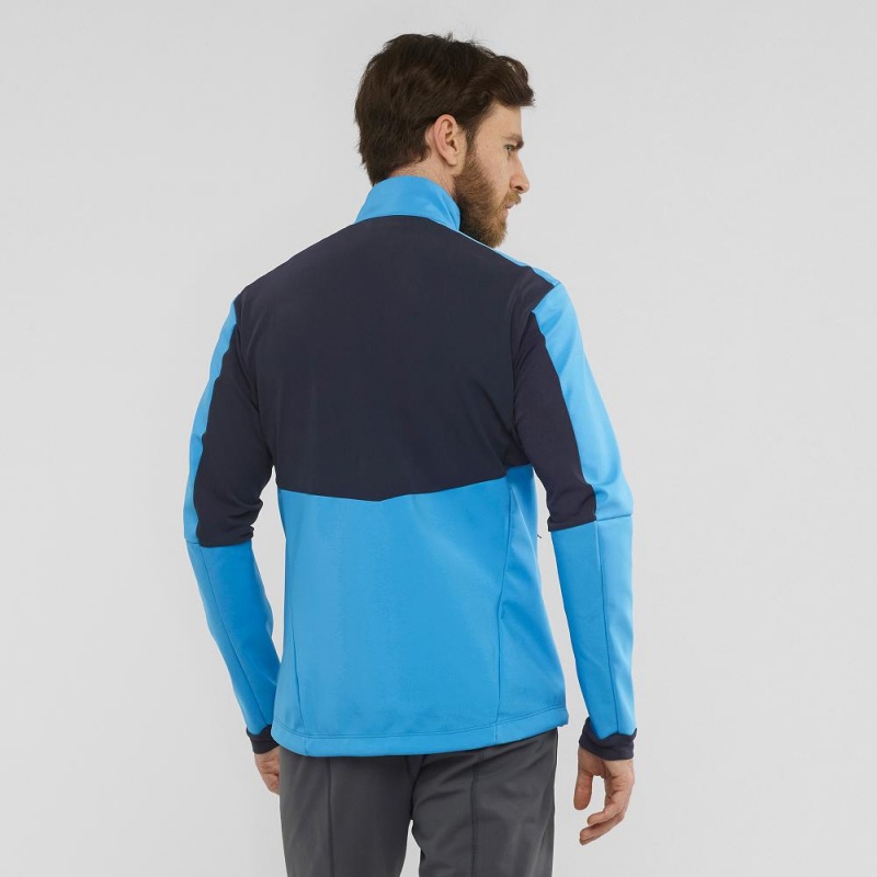 Veste De Course Salomon Agile Softshell Homme Bleu | 54362-PARW