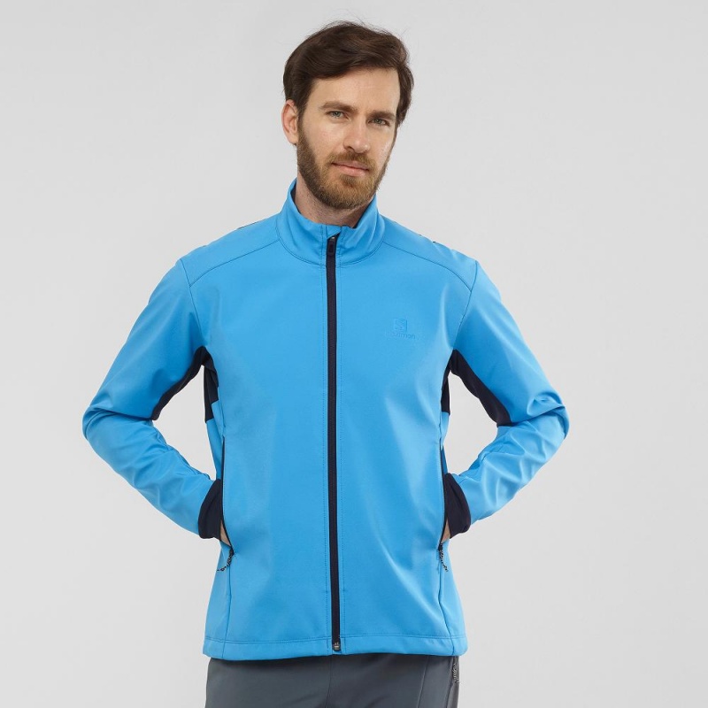 Veste De Course Salomon Agile Softshell Homme Bleu | 54362-PARW