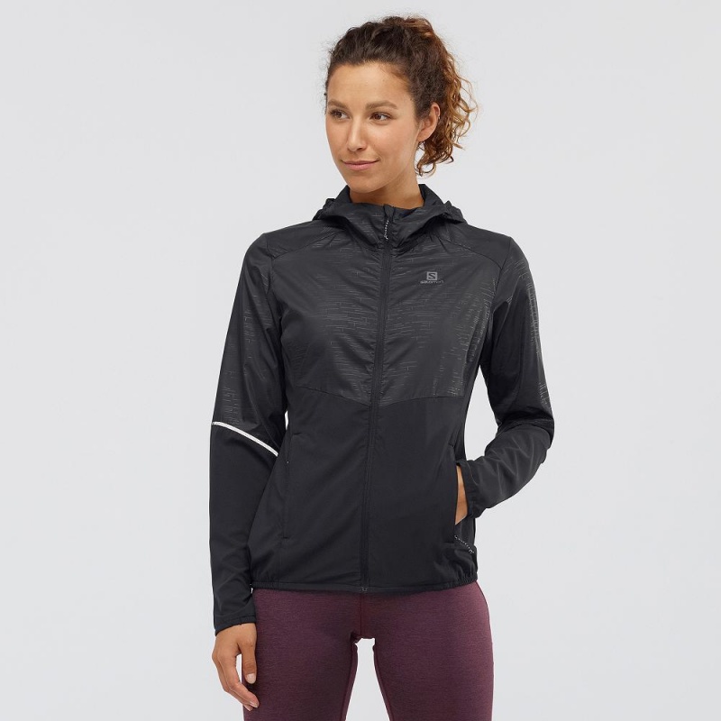 Veste De Course Salomon Agile Vent Femme Noir | 84931-ZWTD