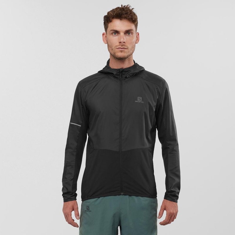 Veste De Course Salomon Agile Vent Homme Noir | 05391-GSTU