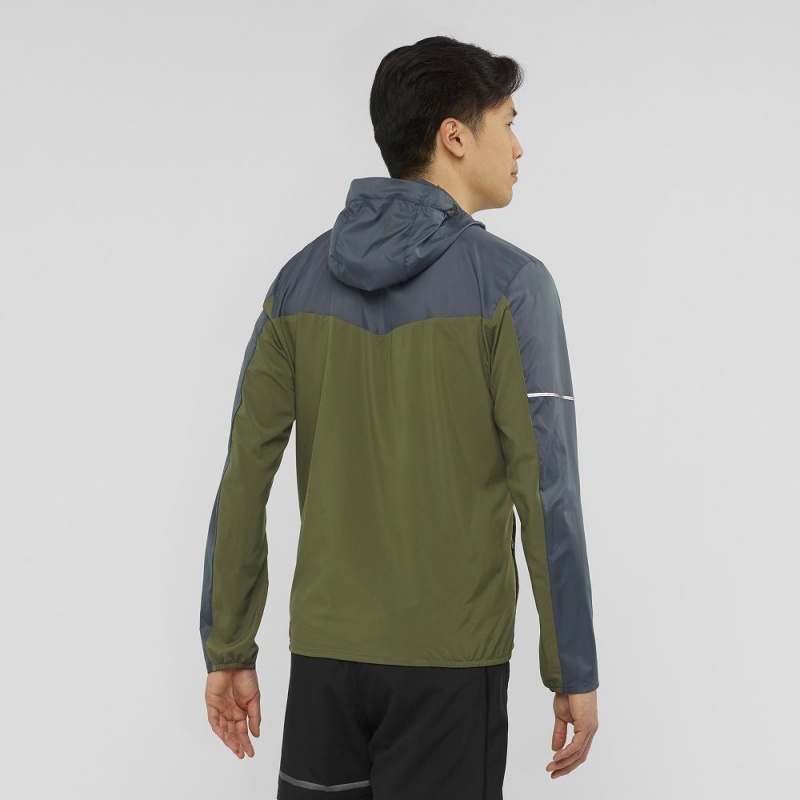 Veste De Course Salomon Agile Vent Homme Vert | 35278-LUGZ