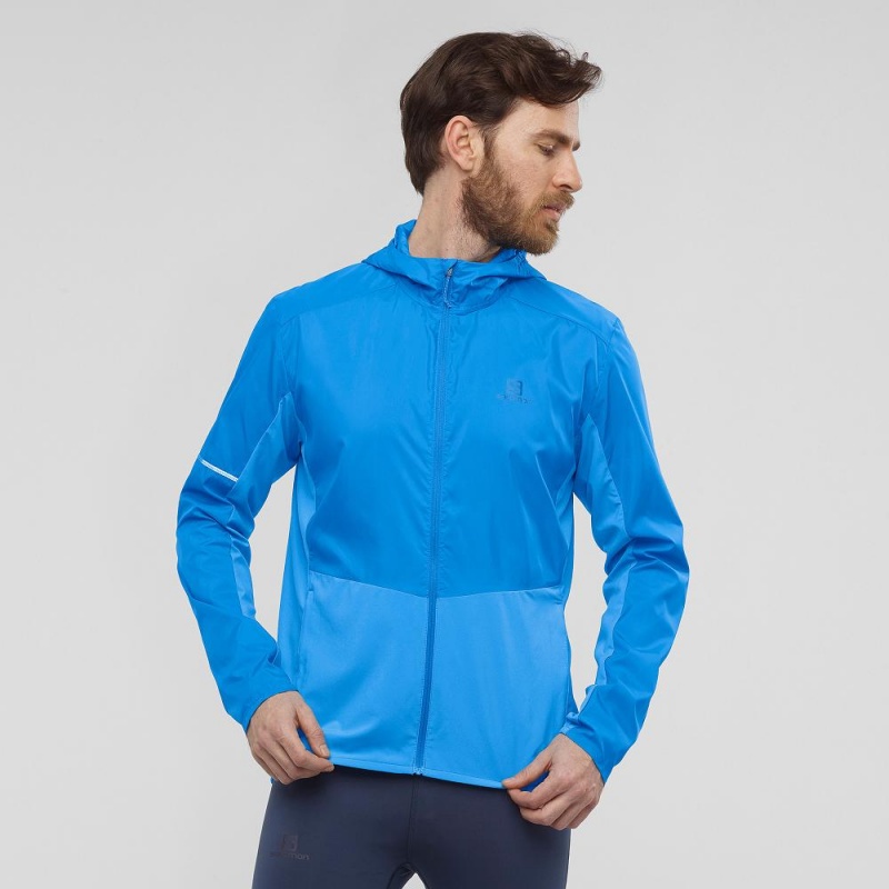 Veste De Course Salomon Agile Vent Homme Bleu | 37590-UINO