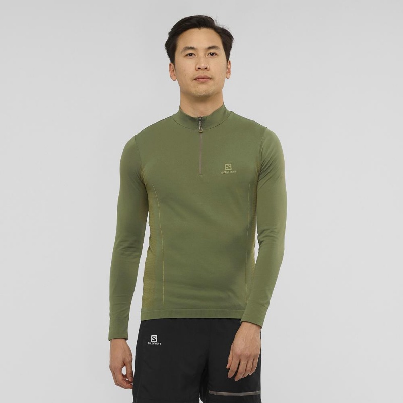 Veste De Course Salomon Essential Seamless Homme Vert | 04961-MJEZ