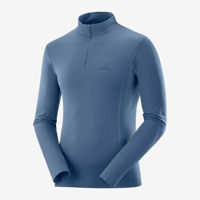 Veste De Course Salomon Essential Seamless Homme Bleu Marine | 15302-DZAY