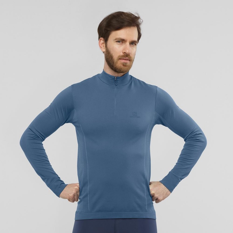 Veste De Course Salomon Essential Seamless Homme Bleu Marine | 15302-DZAY