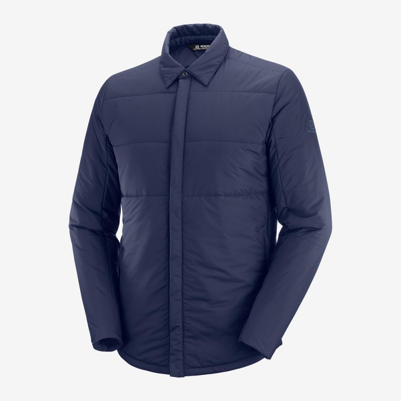 Veste Salomon Snowshelter Insulated Shirt M Homme Bleu Marine | 70385-DJHY