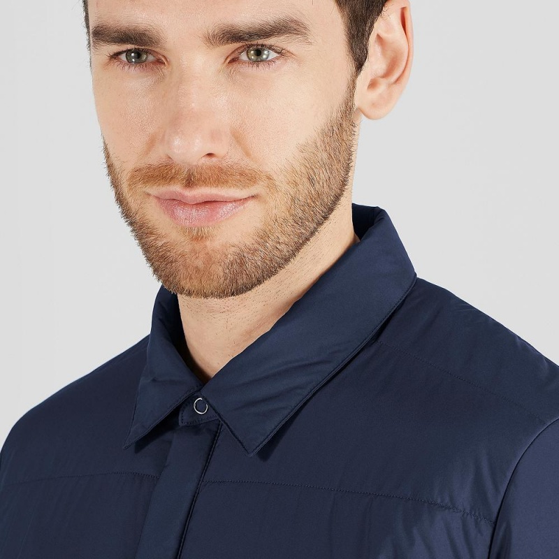 Veste Salomon Snowshelter Insulated Shirt M Homme Bleu Marine | 70385-DJHY