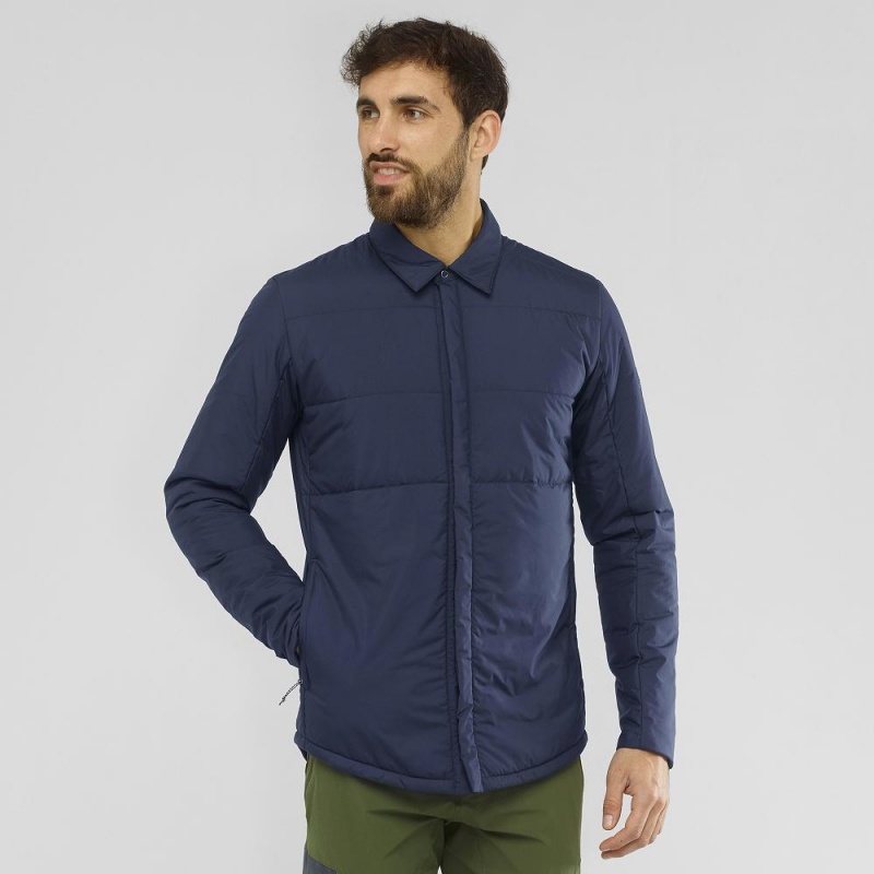 Veste Salomon Snowshelter Insulated Shirt M Homme Bleu Marine | 70385-DJHY