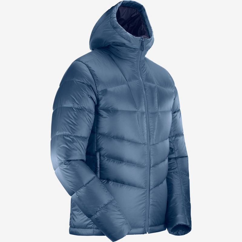 Veste Salomon Transition Down Hoodie M Homme Bleu Marine | 57932-YBHI