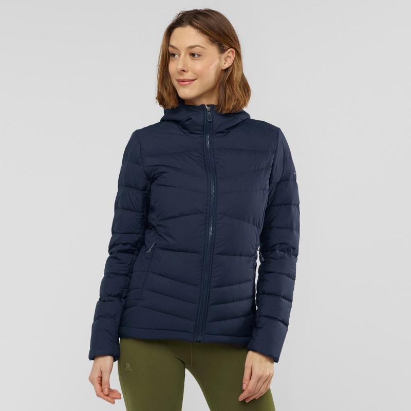 Veste Salomon Transition Down Hoodie W Femme Bleu Marine | 45230-TQOW