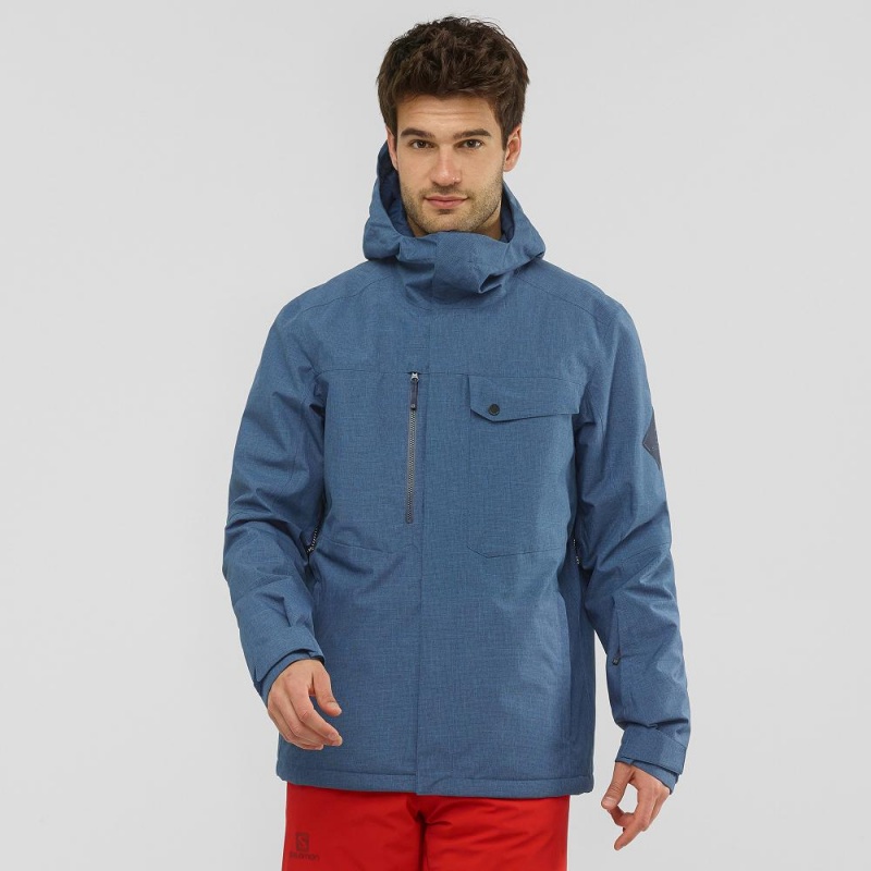 Vestes De Ski Salomon Powderstash Jacket M Homme Bleu Marine | 10659-HYLT