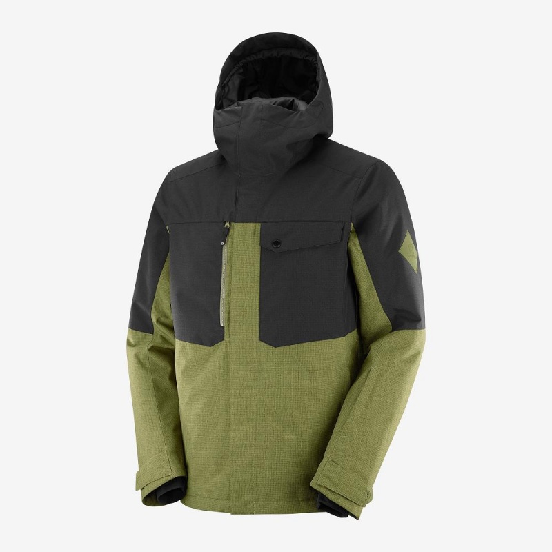 Vestes De Ski Salomon Powderstash Jacket M Homme Vert | 23987-KDOJ