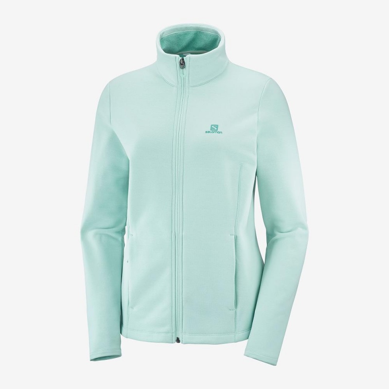 Vestes De Ski Salomon Radiant Full Zip Couche Intermédiaire W Femme Vert | 75630-AUKE