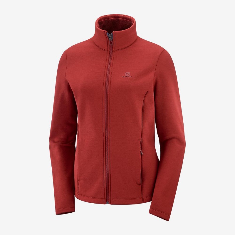 Vestes De Ski Salomon Radiant Full Zip Couche Intermédiaire W Femme Rouge | 09452-UHNT