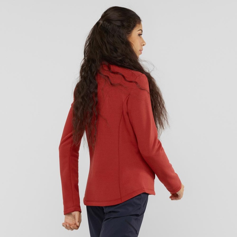 Vestes De Ski Salomon Radiant Full Zip Couche Intermédiaire W Femme Rouge | 09452-UHNT