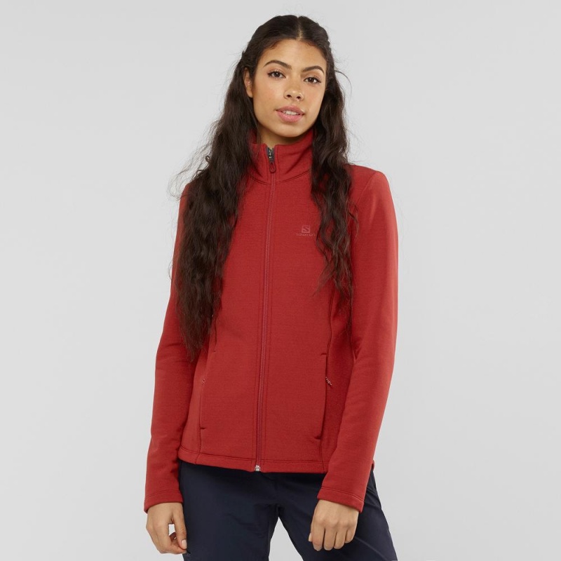 Vestes De Ski Salomon Radiant Full Zip Couche Intermédiaire W Femme Rouge | 09452-UHNT