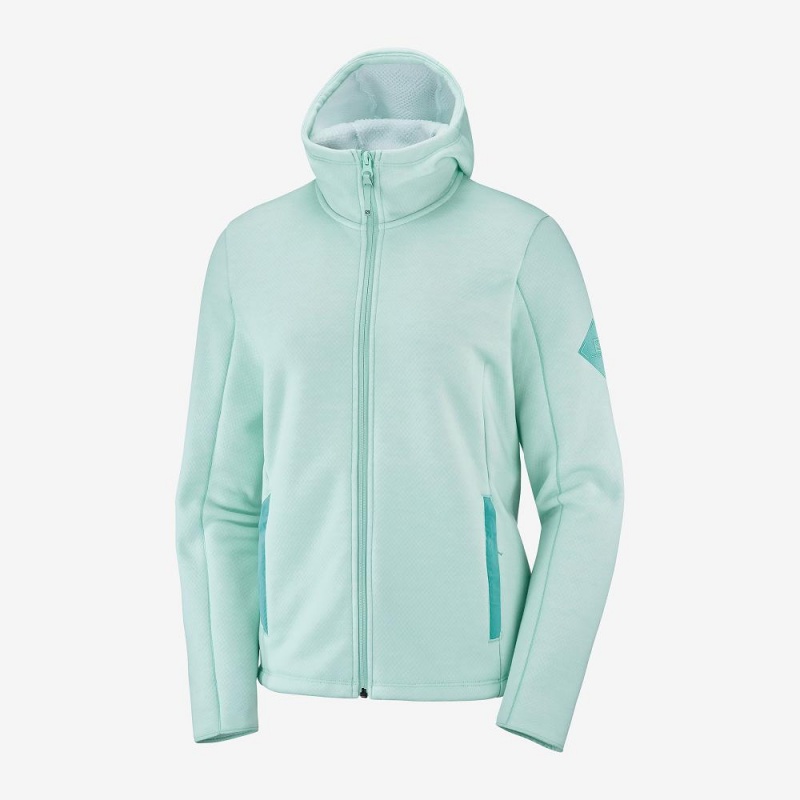 Vestes De Ski Salomon Snowshelter Fleece Hoodie W Femme Vert | 09146-BIYQ