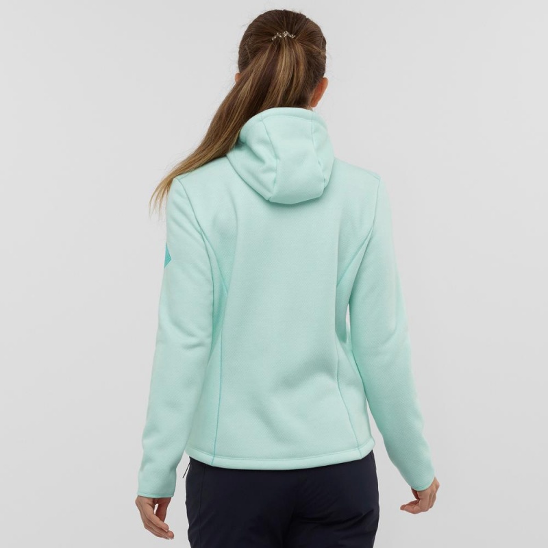 Vestes De Ski Salomon Snowshelter Fleece Hoodie W Femme Vert | 09146-BIYQ