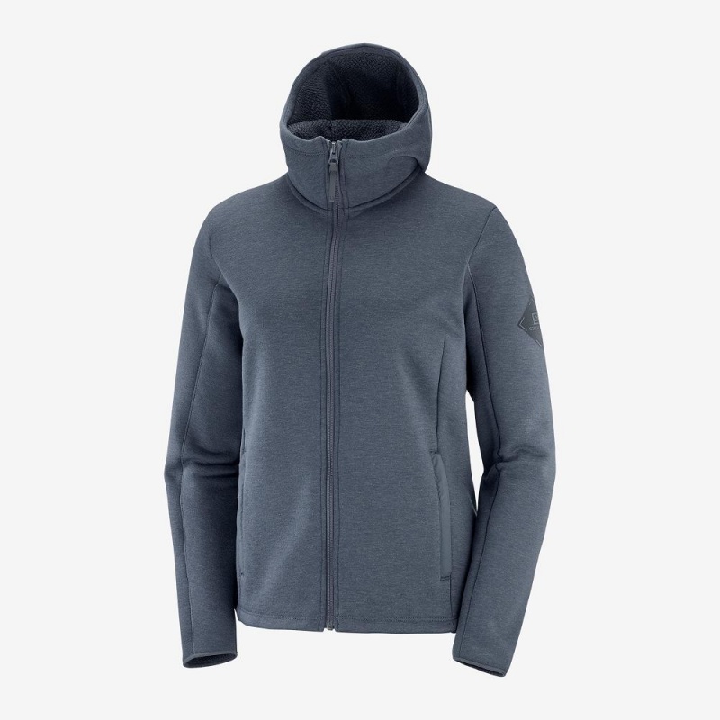 Vestes De Ski Salomon Snowshelter Fleece Hoodie W Femme Gray | 02156-ODYL