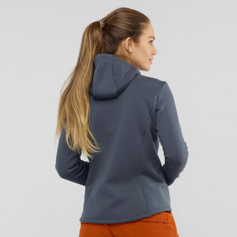 Vestes De Ski Salomon Snowshelter Fleece Hoodie W Femme Gray | 02156-ODYL