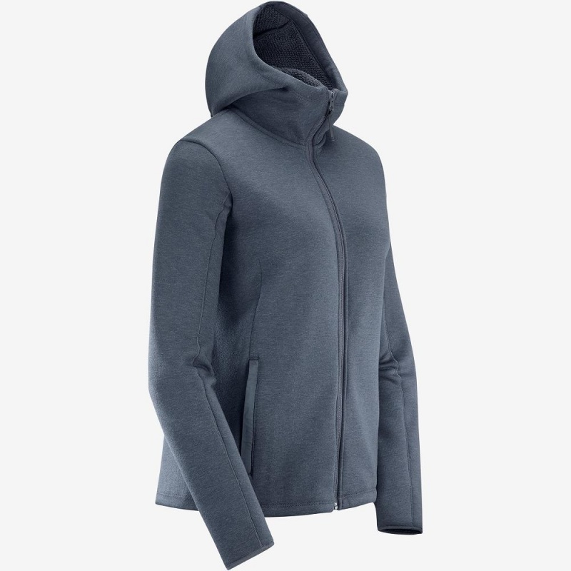 Vestes De Ski Salomon Snowshelter Fleece Hoodie W Femme Gray | 02156-ODYL