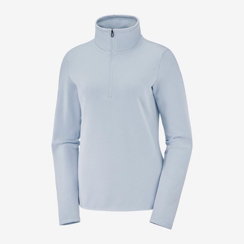 Vestes De Ski Salomon Warm Ambition Half Zip W Femme Bleu | 26078-EMXB